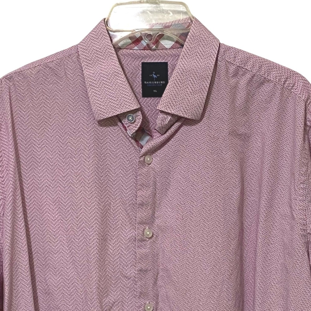 Tailorbyrd Mens Flip Cuff Button Up Casual Dress‎ Shirt XL Pink Geometric Preppy